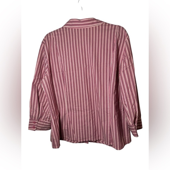 Apostrophe Stretch Striped Button-Up Shirt Pink Purple Size 18 - Picture 5 of 7